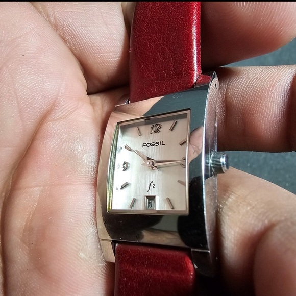 Fossil F2 Ladies Quartz Watch Silver Tone Rectangle Resd Strap Working ES-9584 - Picture 4 of 7